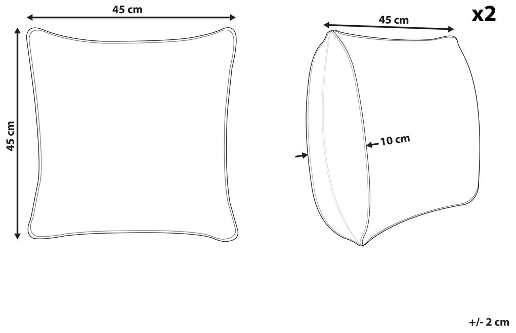 Conjunto de 2 almofadas em veludo laranja 45 x 45 cm AERANGIS Beliani