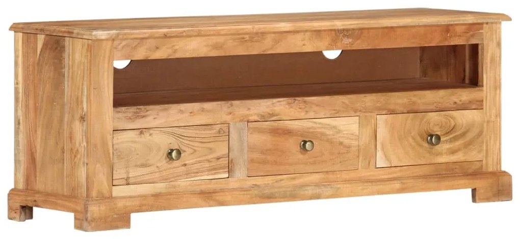 vidaXL Móvel de TV madeira de acácia maciça 110x30x40 cm castanho