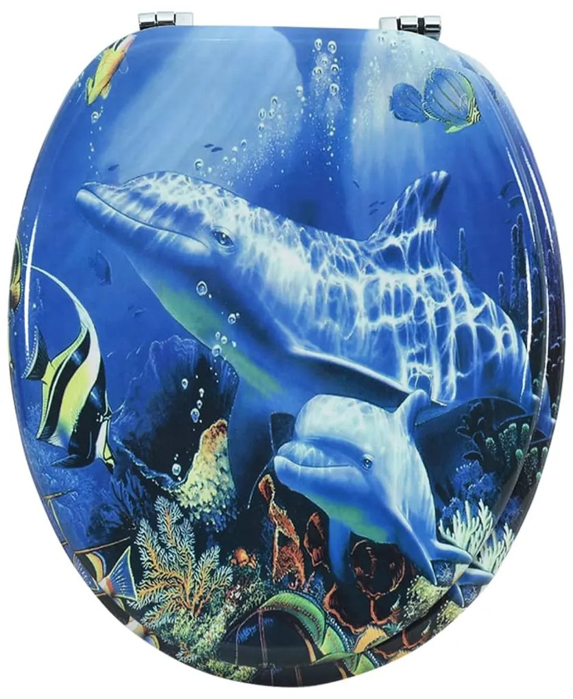 Assento de sanita com tampa MDF design golfinhos