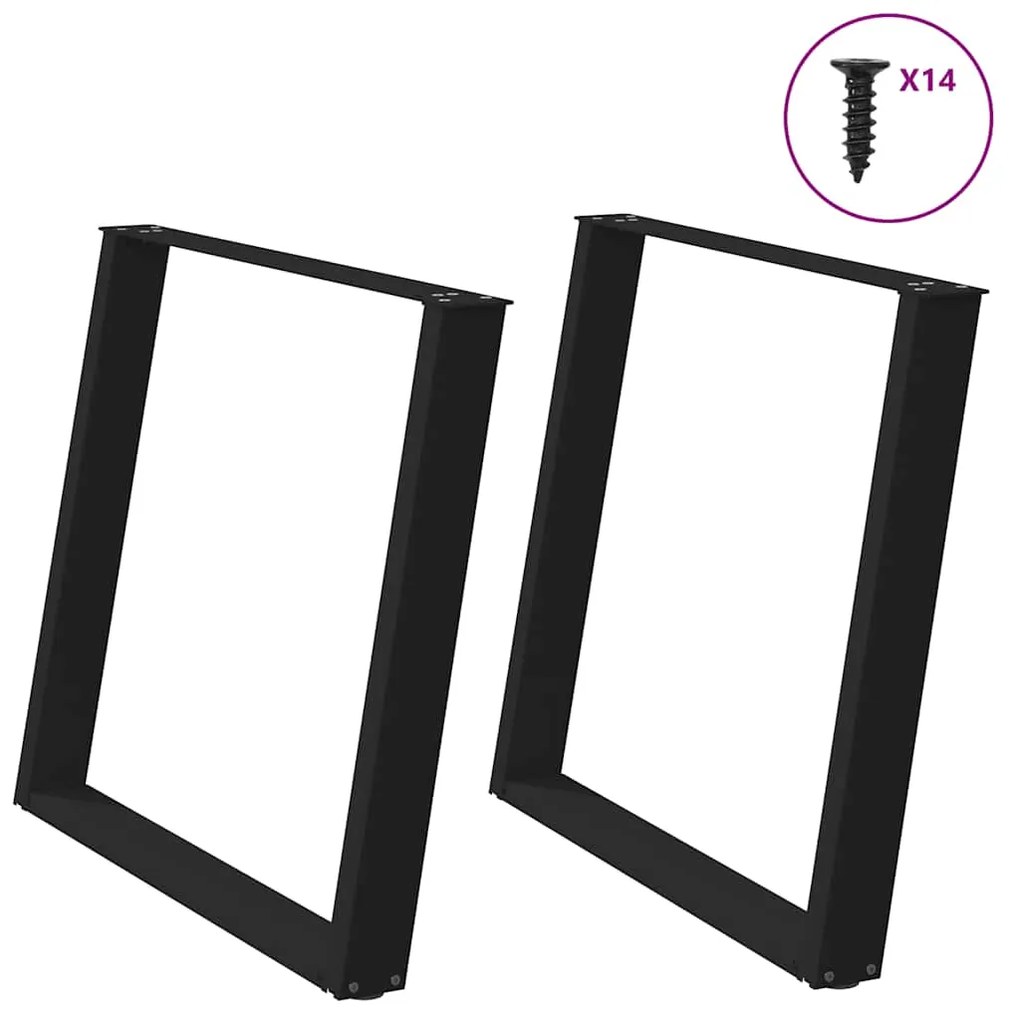 Pernas p/ mesa de jantar 2 pcs forma U 100x(72-73) cm aço preto