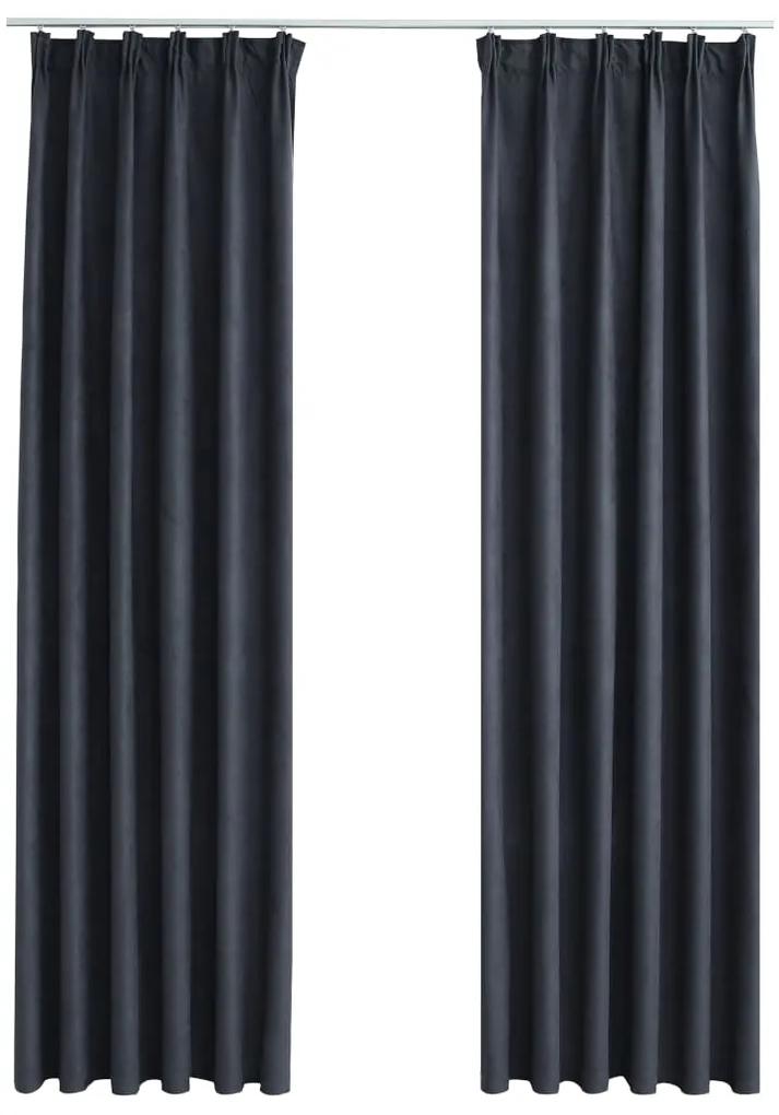 Cortinas blackout com ganchos 2 pcs 140x175 cm antracite