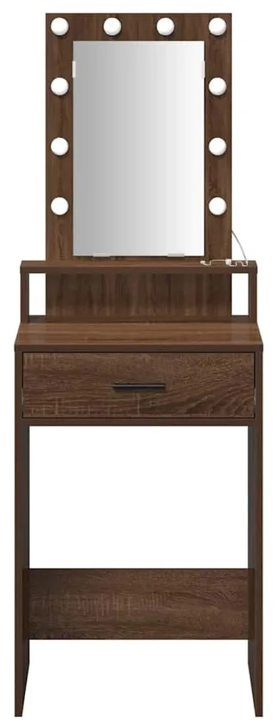 Mesa de Maquiagem vidaXL com Luzes LED Castanho Carvalho 50x41x140 cm