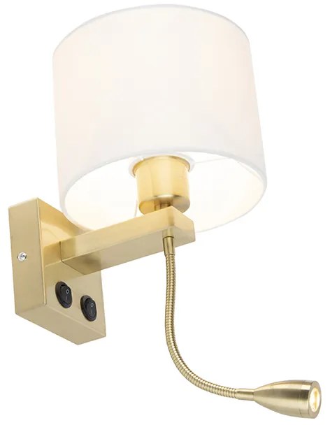 Candeeiro de parede inteligente dourado com abajur branco incl. Wi-Fi A60 - Brescia Art Deco,Moderno