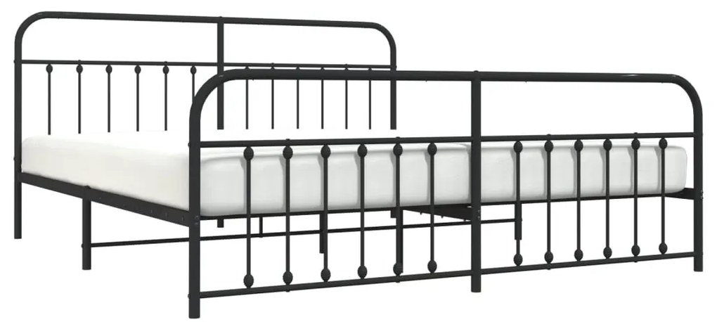 Estrutura de cama com cabeceira e pés 193x203 cm metal preto