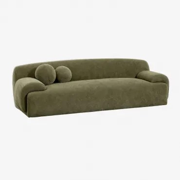 Sofá De 3 Lugares Estofado Shirina Chenille Verde Army - Sklum
