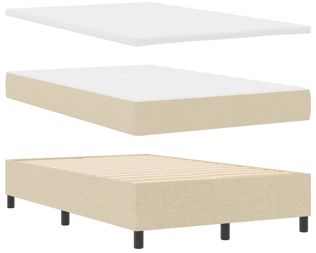 Cama Box com Colchão Creme 120x200 cm Tecido