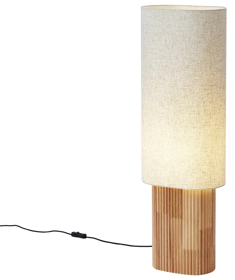 Candeeiro de pé Japandi madeira com abajur de linho 90cm - Lamel Japandi