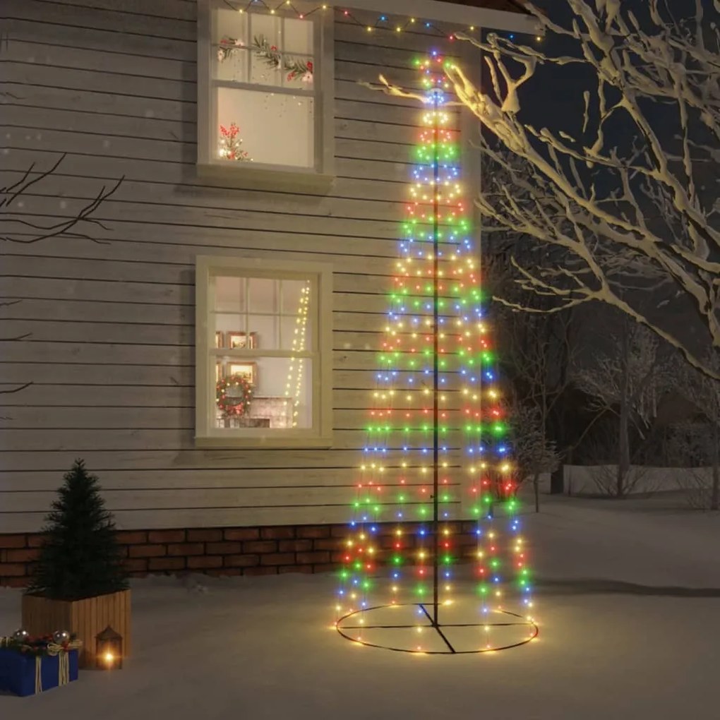 vidaXL Árvore de Natal em cone 310 luzes LED 100x300 cm colorido