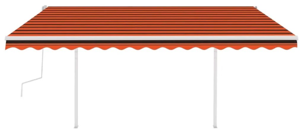 Toldo retrátil manual com luzes LED 4,5x3,5m laranja e castanho