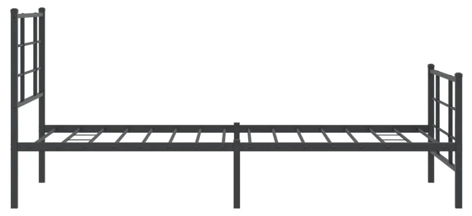 Estrutura de cama com cabeceira e pés 90x190 cm metal preto