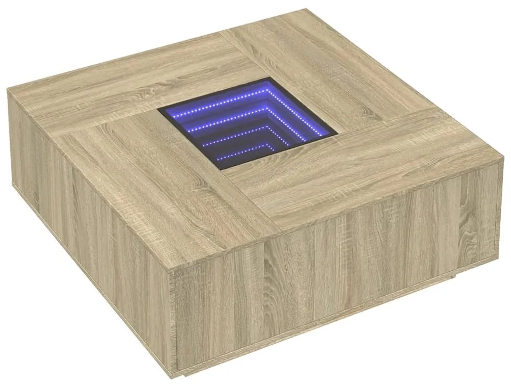 Mesa de centro luzes LED Infinity 100x100x40 cm carvalho sonoma