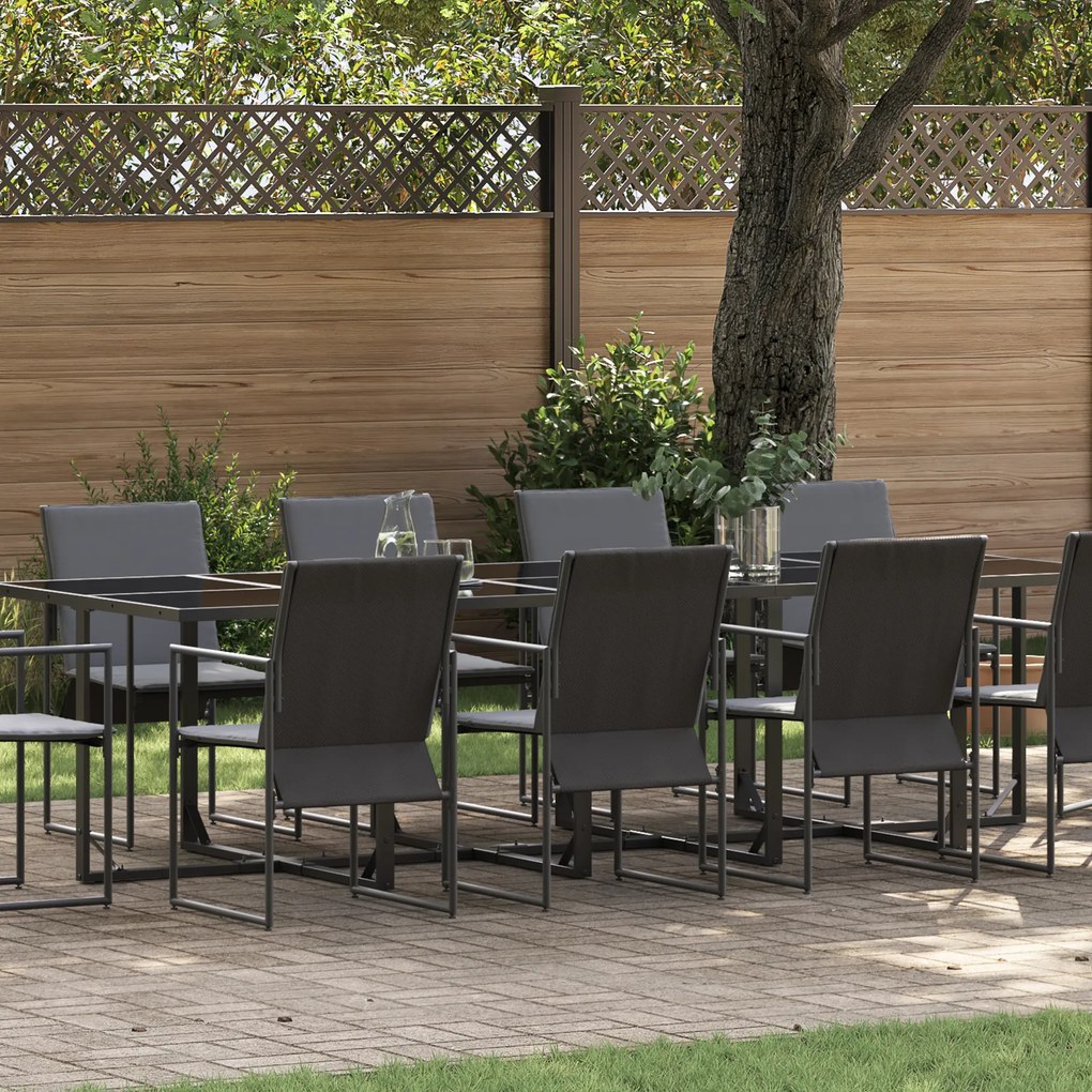Conjunto de Jantar de Jardim VidaXL com 15 Peças e Almofadas em Aço e Textileno