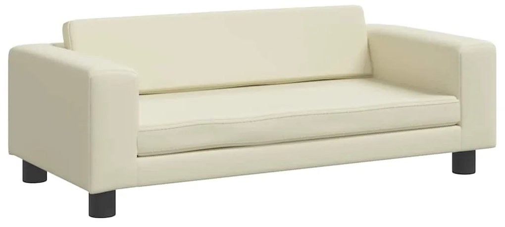 Sofá infantil c/ apoio pés 100x50x30 cm couro artificial creme