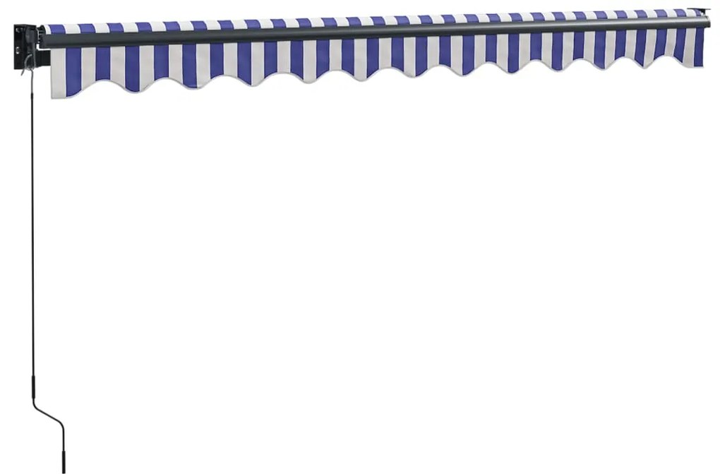Toldo retrátil 3x2,5 m tecido e alumínio azul e branco