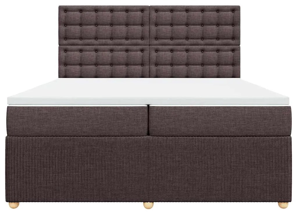 Cama com molas/colchão 200x200 cm tecido castanho-escuro