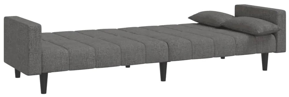 Sofá-cama 2 lugares com duas almofadas tecido cinzento-claro