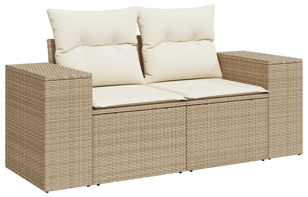 Conjunto de Sofá de Jardim vidaXL 9 Peças com Almofadas Bege Poliratan
