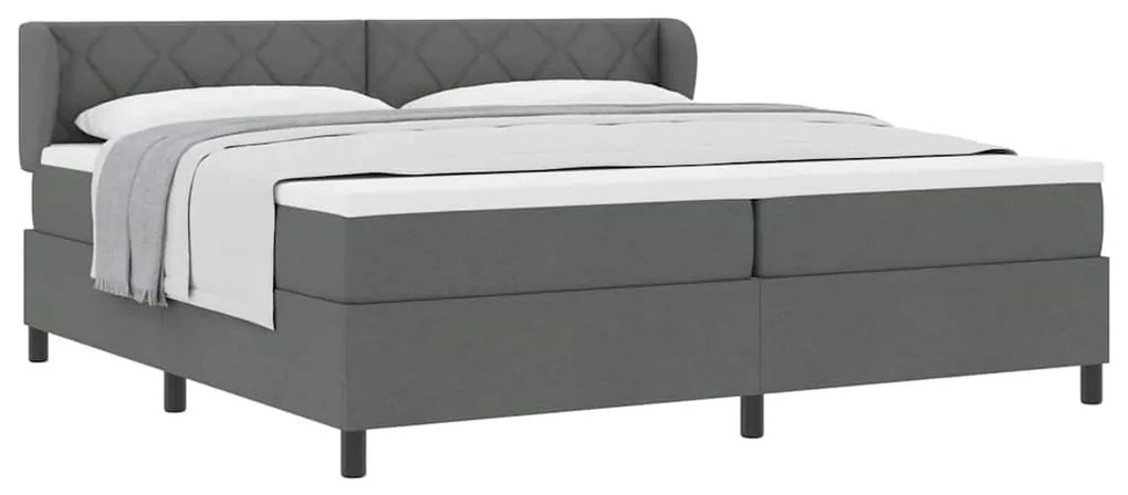 Camas Box com Colchão vidaXL Cinza Escuro 200x200 cm Tecido