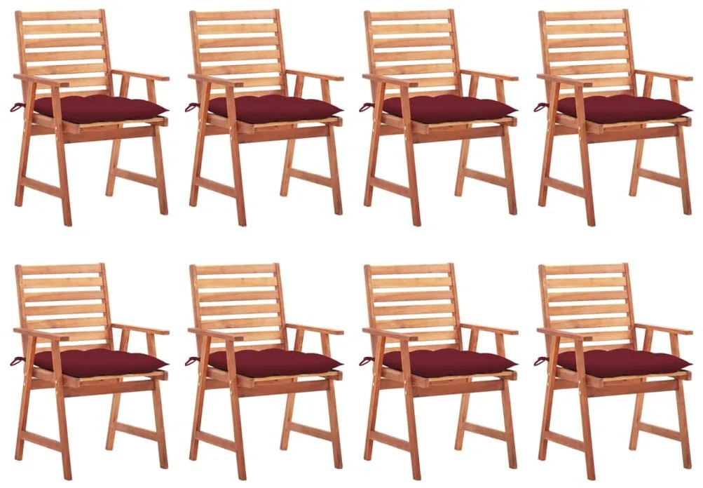 vidaXL Cadeiras de jantar p/ jardim 8 pcs c/ almofadões acácia maciça