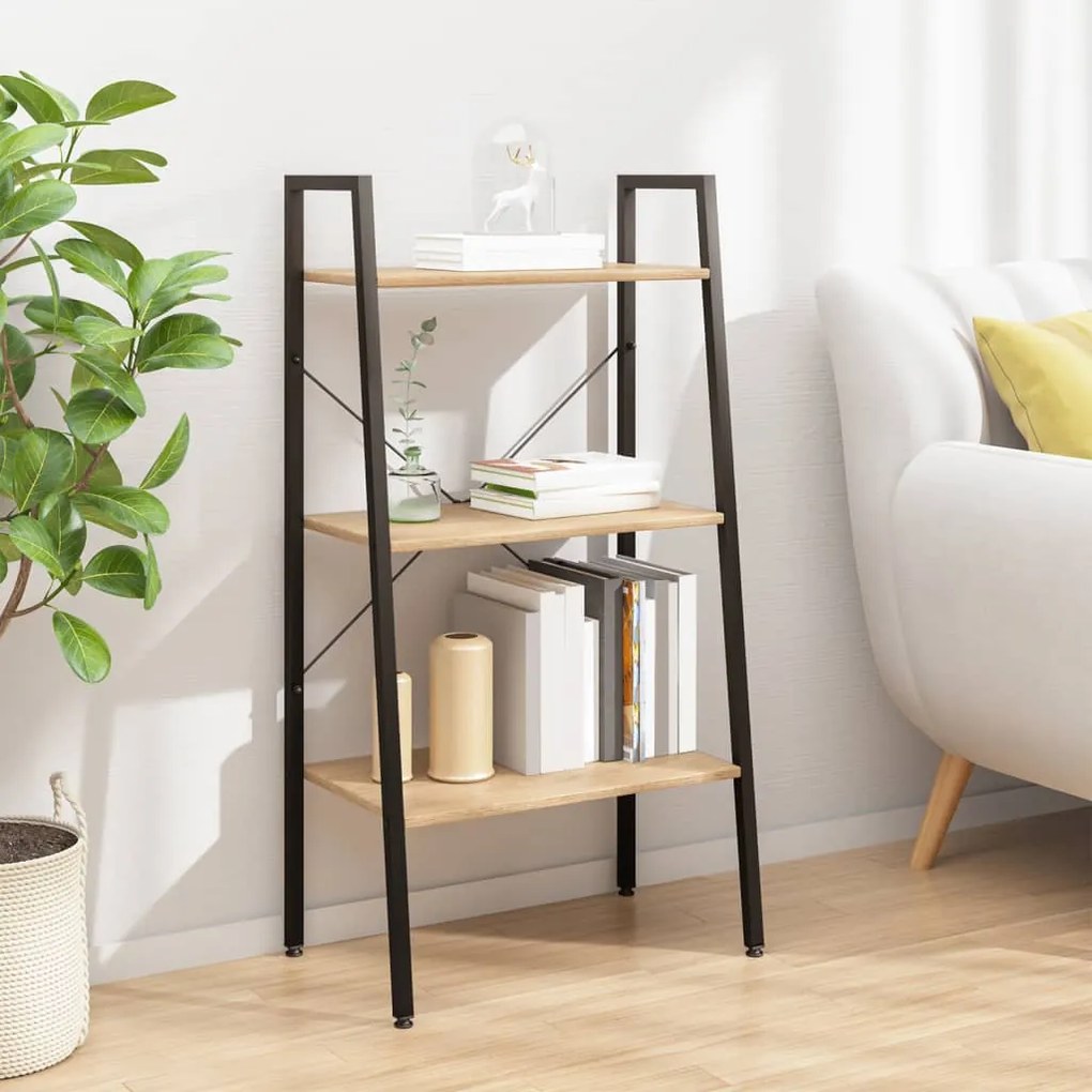 vidaXL Estante de pé 3 prateleiras 56x35x108 cm castanho-claro e preto