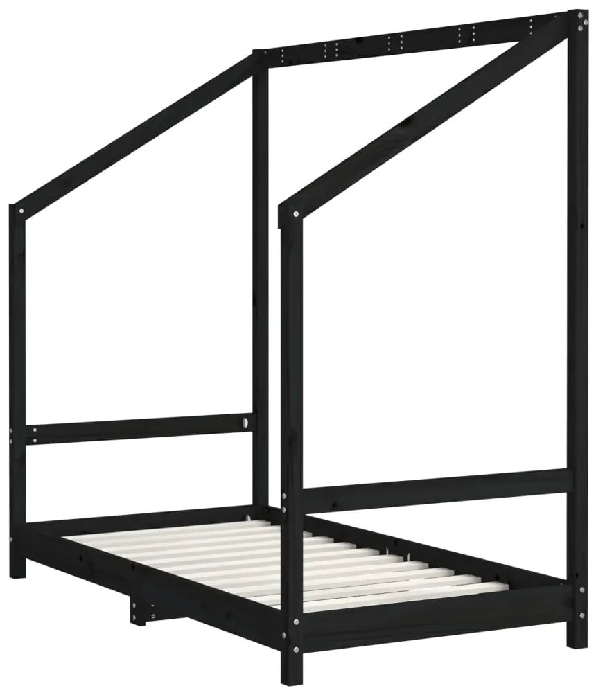 Estrutura de cama infantil 80x160 cm pinho maciço preto