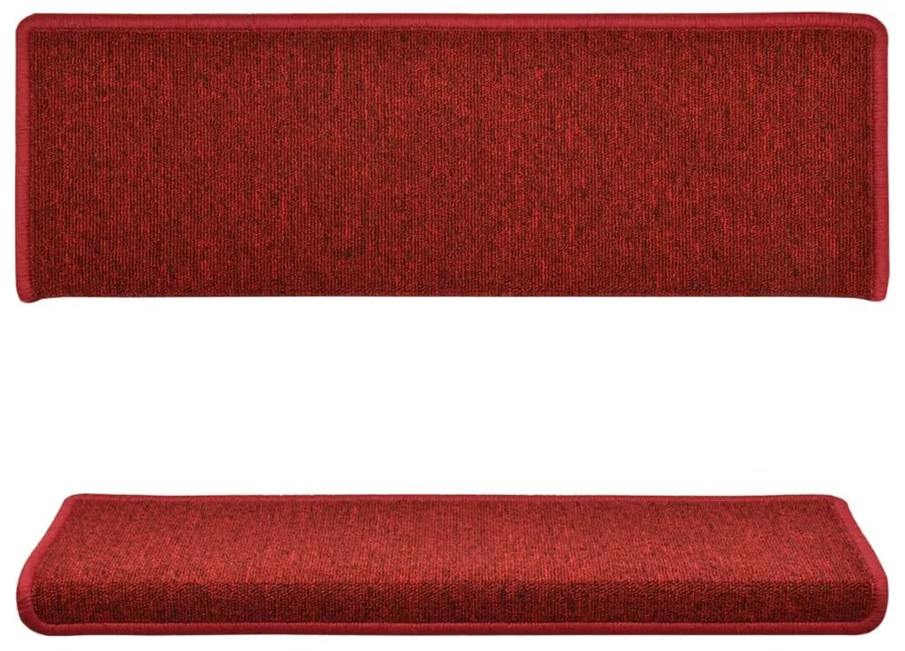 Tapete/carpete para degraus 15 pcs 65x21x4 cm vermelho