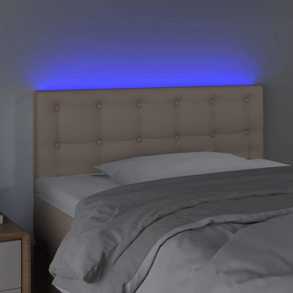 Cabeceira cama c/ LED couro artificial 100x5x78/88cm cappuccino