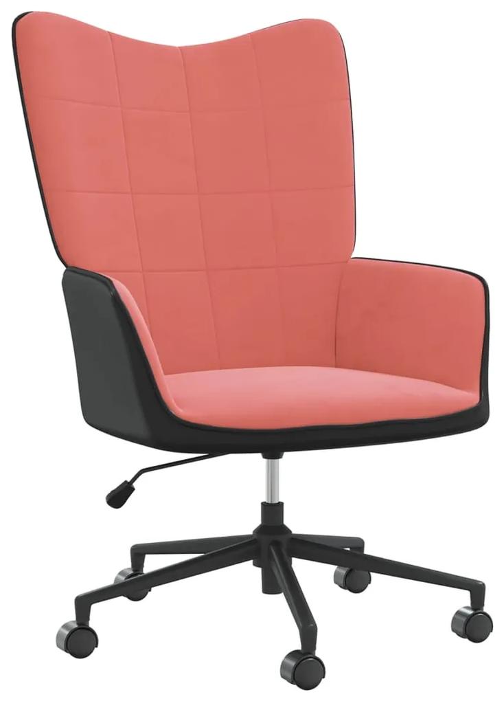 327912 vidaXL Cadeira de descanso PVC e veludo rosa