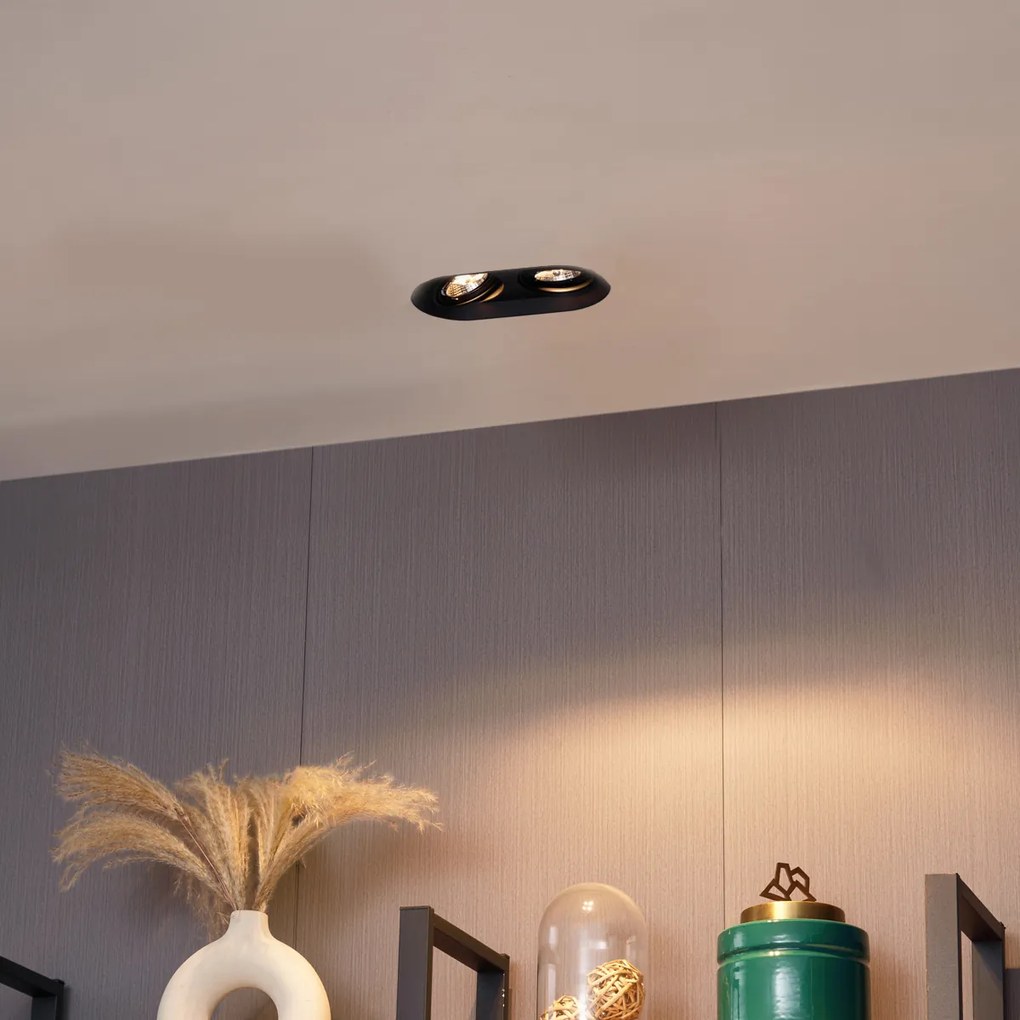 Foco embutido redondo preto GU10 70mm 2-luzes - Hubs