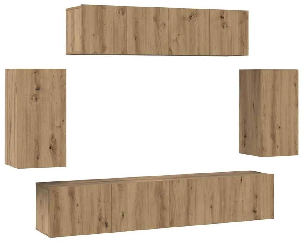 Conjunto de móvel de TV 6 pcs carvalho artisiano