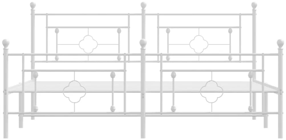 Estrutura de cama com cabeceira e pés 180x200 cm metal branco