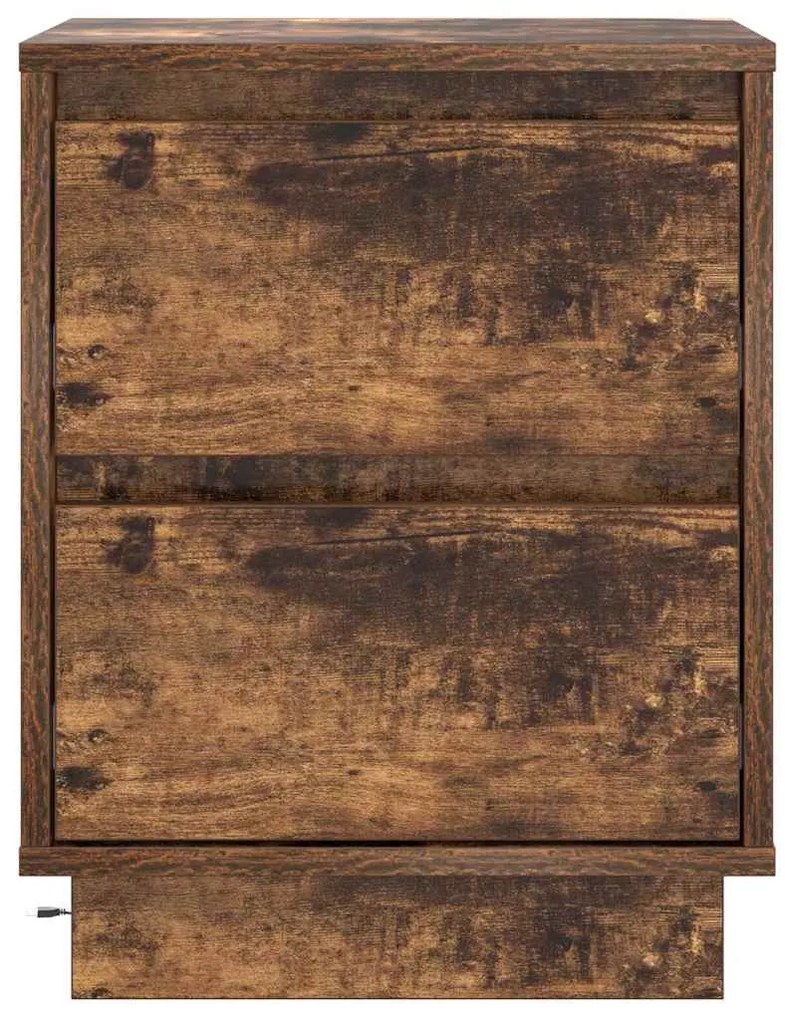 Criados-Mudos com Luzes LED 2 pcs Carvalho Defumado 39x34.5x50 cm