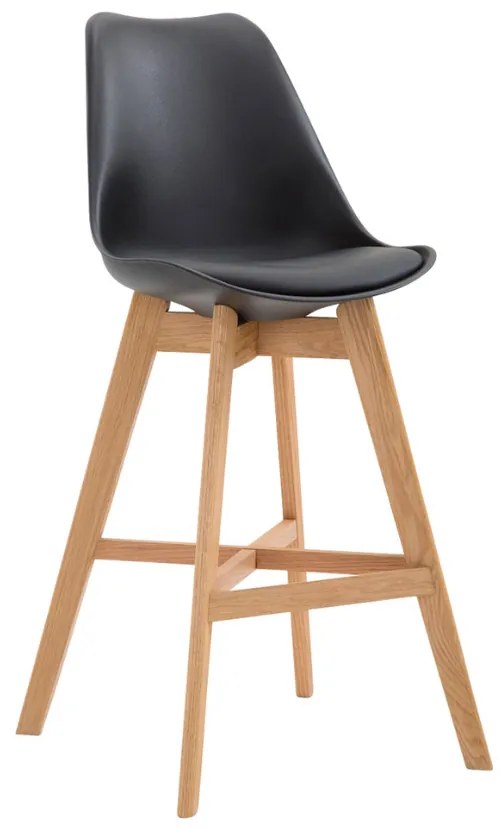 Banco de bar Cannes em plástico com estrutura de Cor Natural 48 x 112 x 56 cm Preto