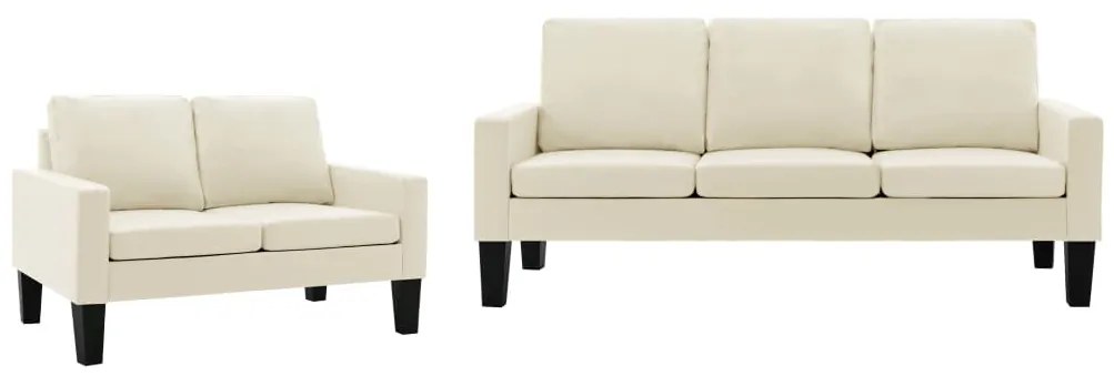 3056681 vidaXL 2 pcs conjunto de sofás couro artificial creme