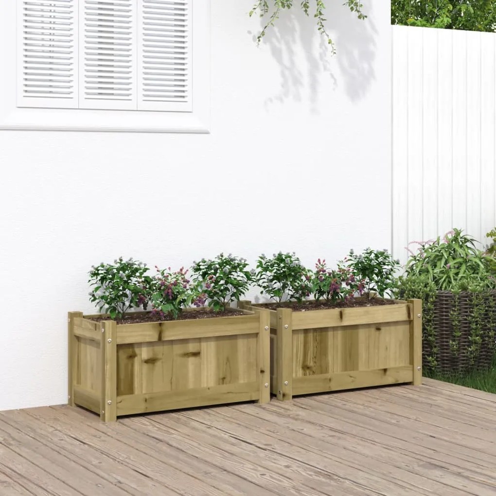vidaXL Vasos/floreiras de jardim 2 pcs madeira de pinho impregnada