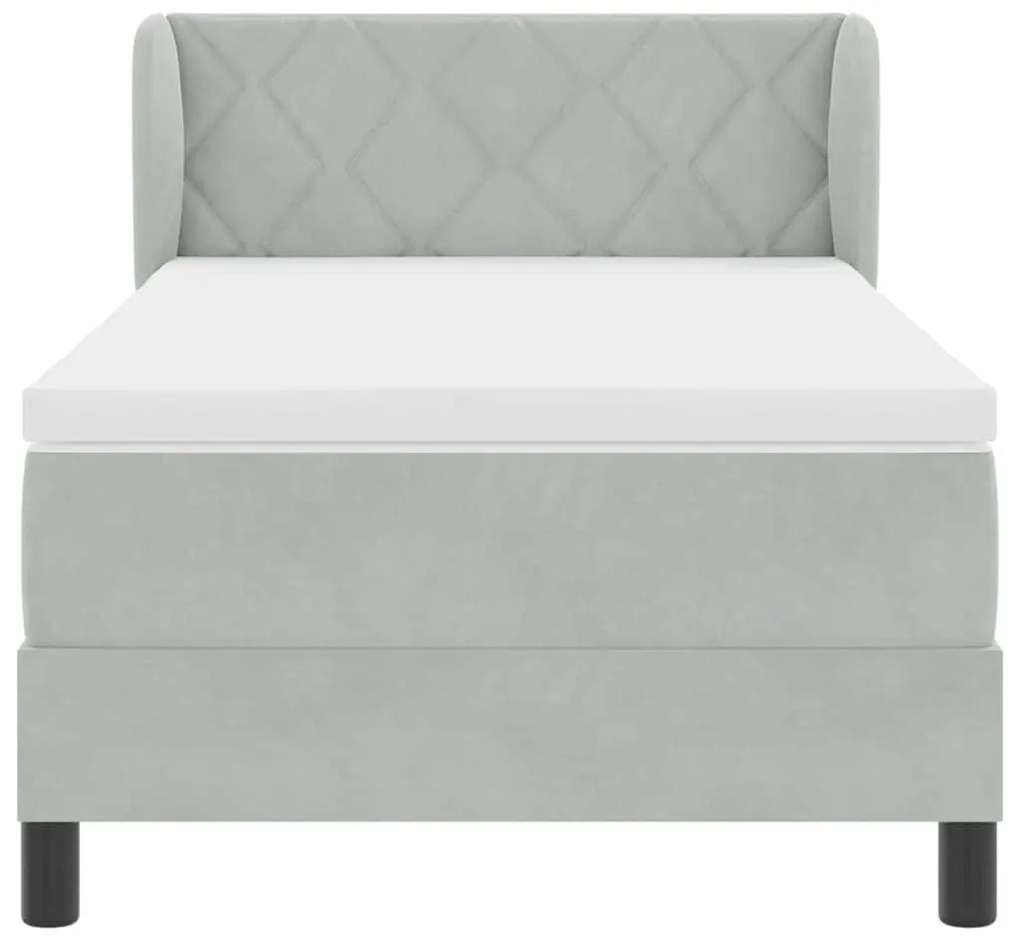 Cama Box Spring com Colchão VidaXL Cinza Claro 90x200 cm Veludo