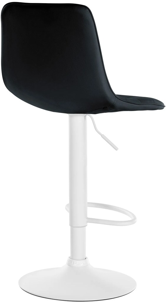 Banco de bar Lex em couro sintético e com estrutura branca 45 x 89-110 x 46 cm Preto