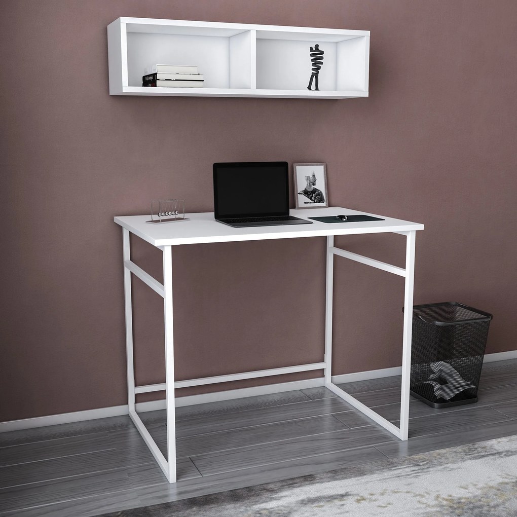 Secretária Hussum – Branco – 90 cm x 60 cm x 75 cm