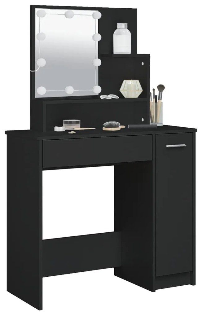 Toucador com luzes LED 86,5x35x136 cm preto