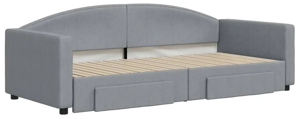 Sofá-cama c/ gavetão e gavetas 90x200 cm tecido cinzento-claro