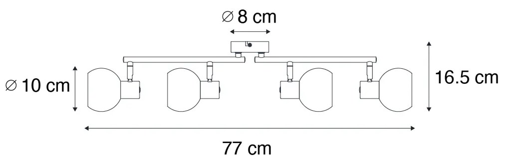 Foco de teto inteligente dourado com vidro opalino 4 luzes ajustáveis Inclui 4 Wifi P45 - Anouk