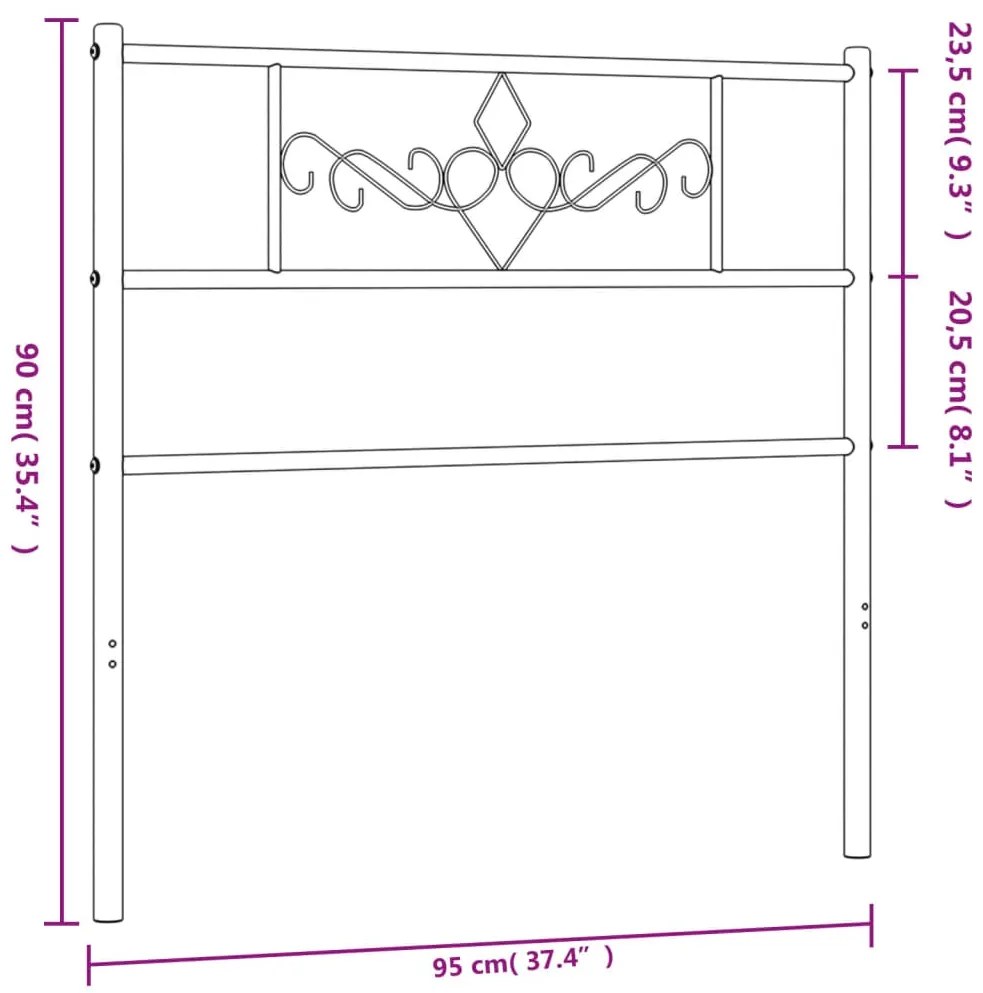 Cabeceira de cama 90 cm metal preto