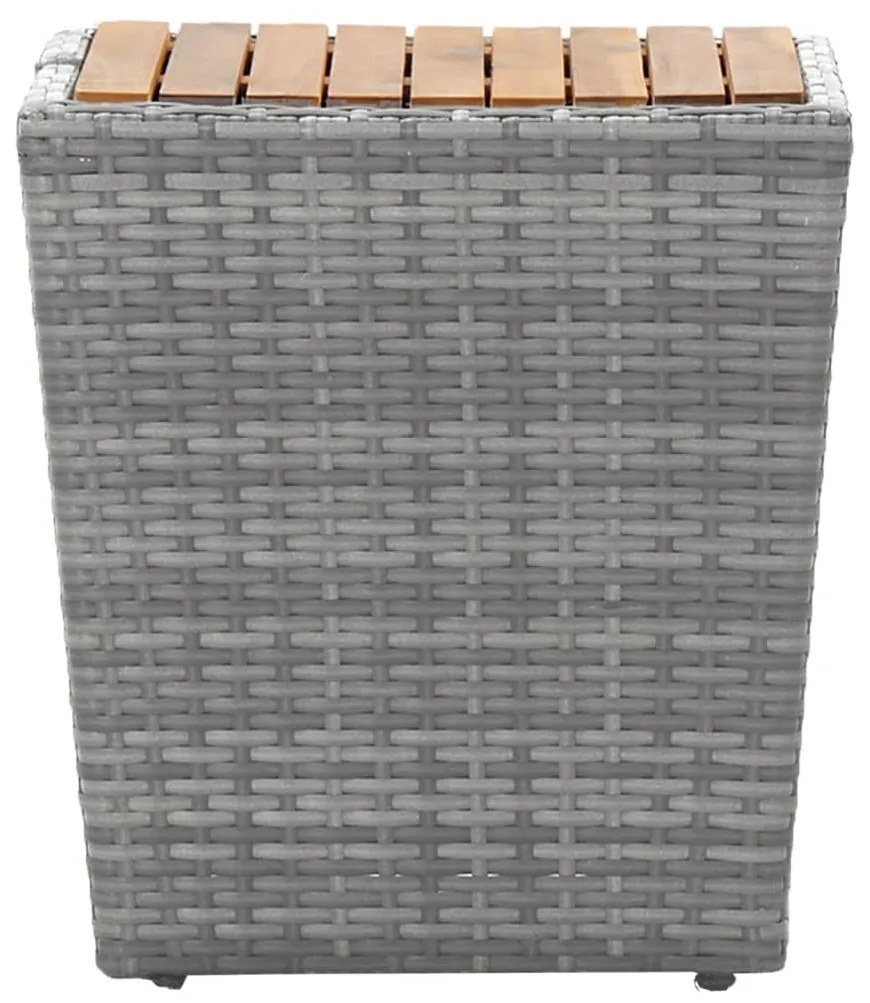 5 pcs conjunto bistrô de jardim vime PE/acácia maciça cinzento