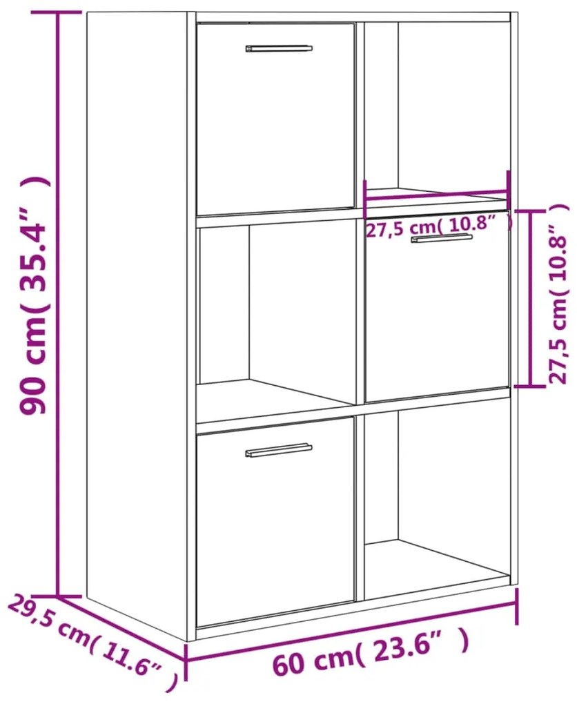 Armário arrumação 60x29,5x90 cm contraplacado cinzento cimento