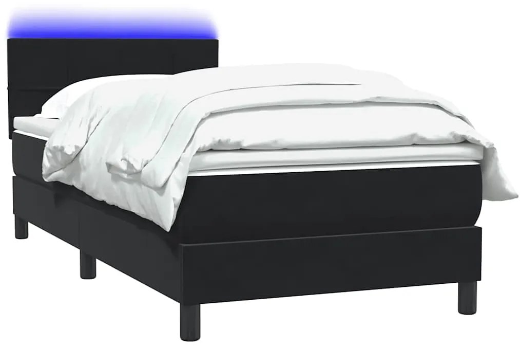 Cama box spring com colchão 90x210 cm veludo preto