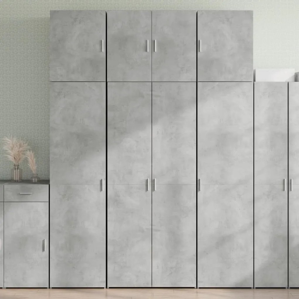 vidaXL Armário alto 80x42,5x249 cm derivados de madeira cinza cimento