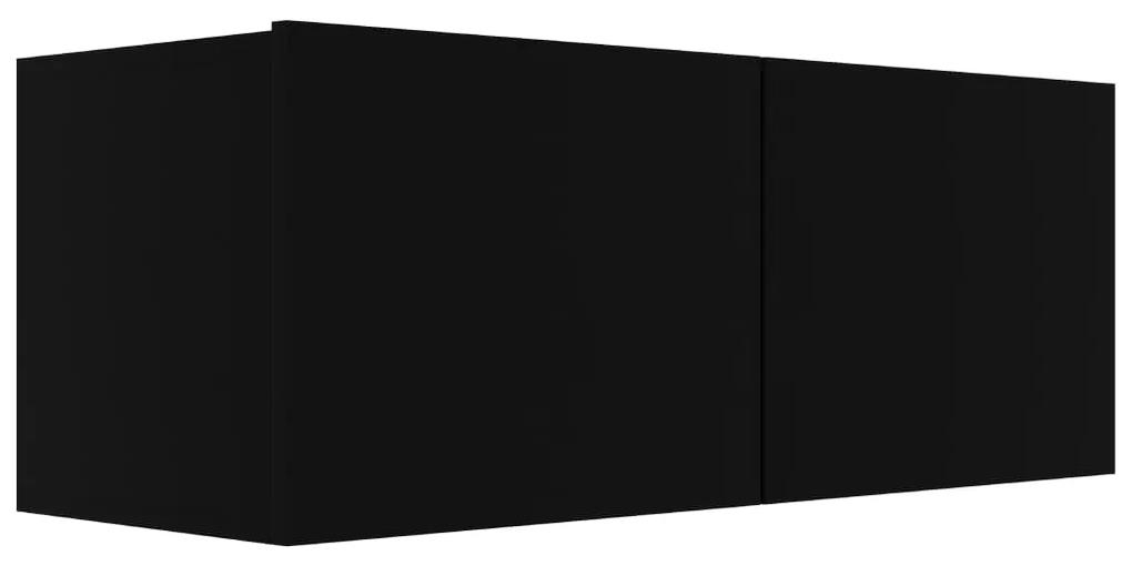 7 pcs conjunto de móveis de TV contraplacado preto