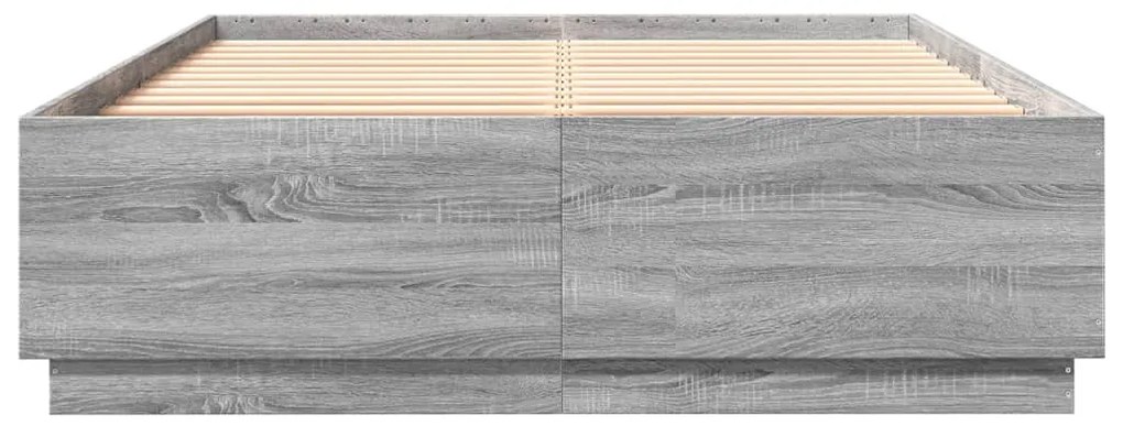 Estrutura de cama 140x200 cm derivados de madeira cinza sonoma