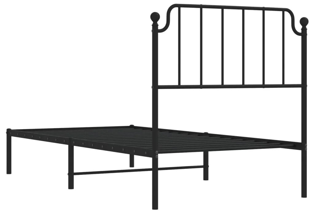 Estrutura de cama com cabeceira 90x200 cm metal preto