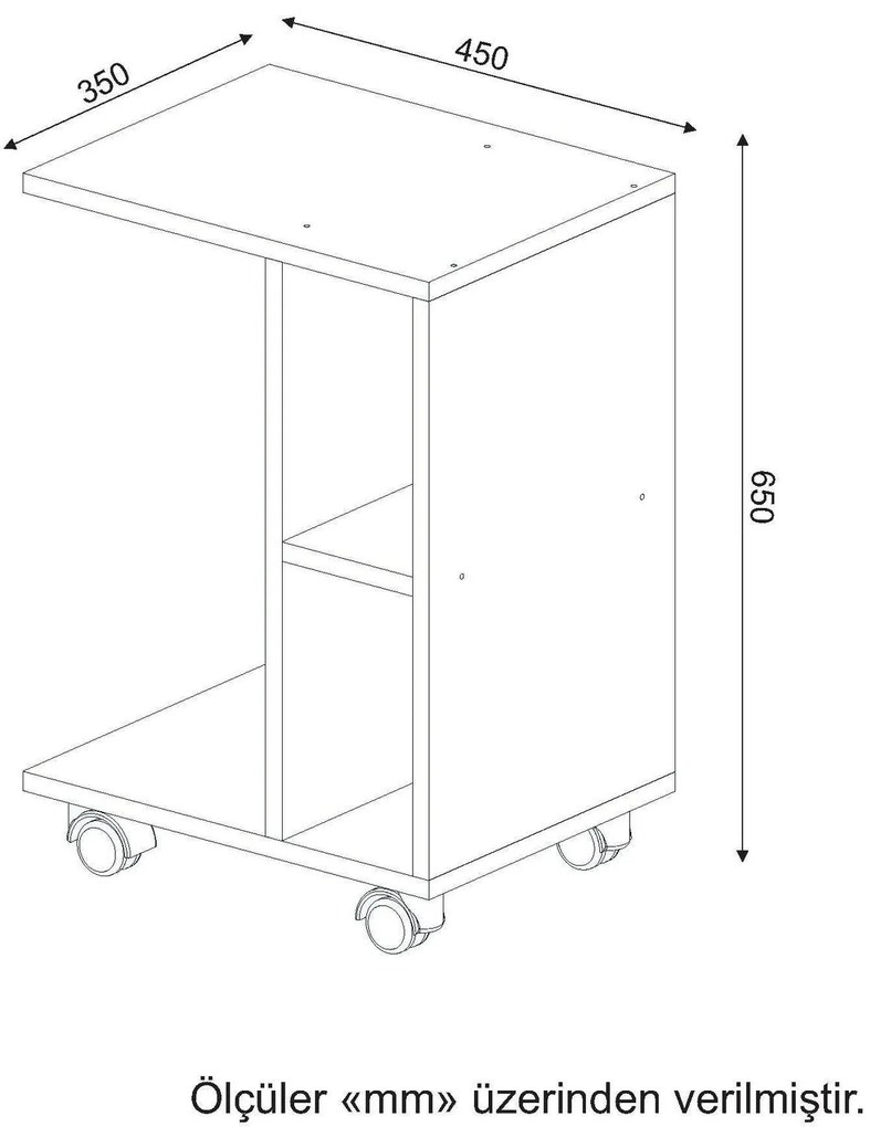 Mesa de Apoio General – Branco – 45x65x35 cm | Tribo Home
